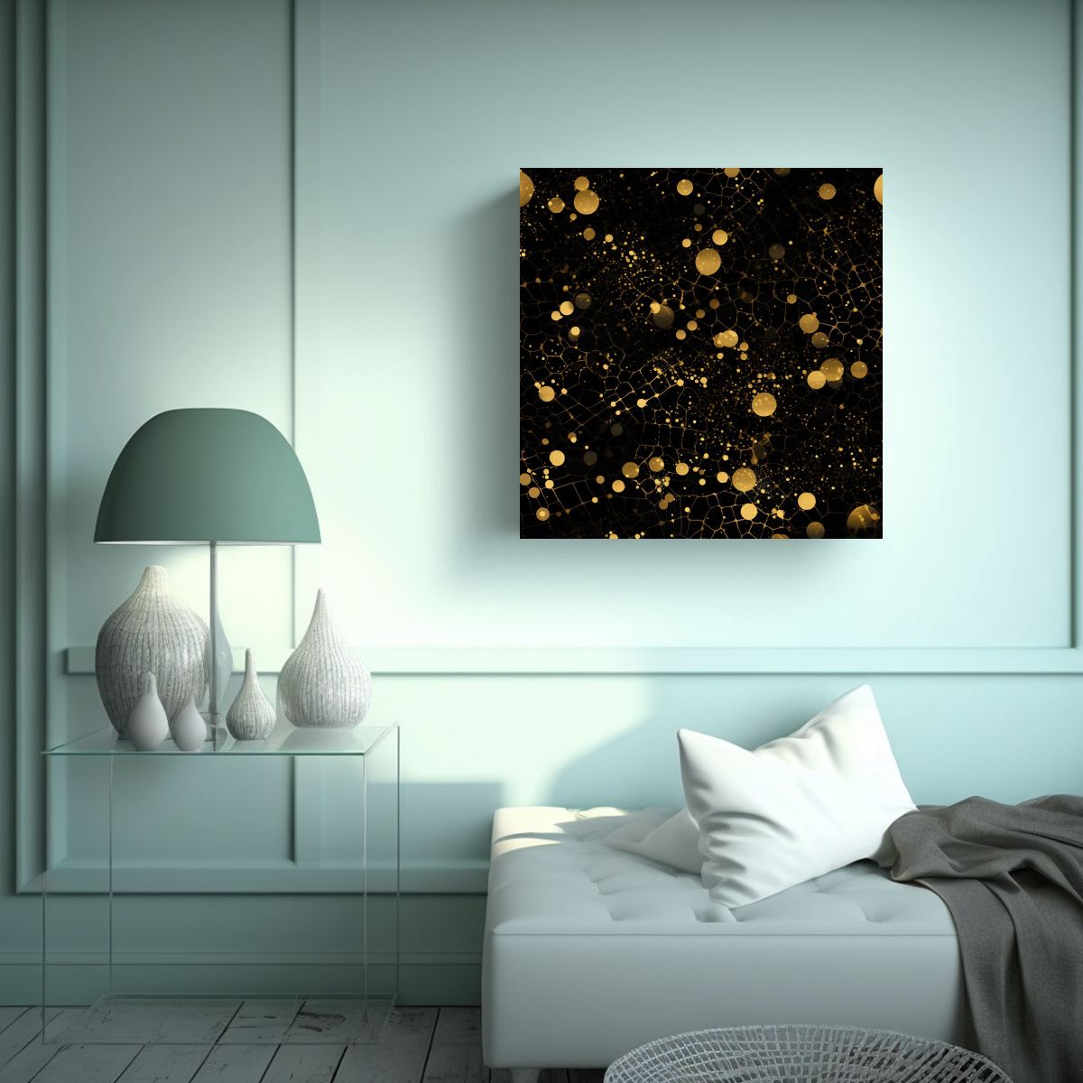 GENERICO - Pintura De Pared Abstracción Comedor Negro Con 50x50 Cm