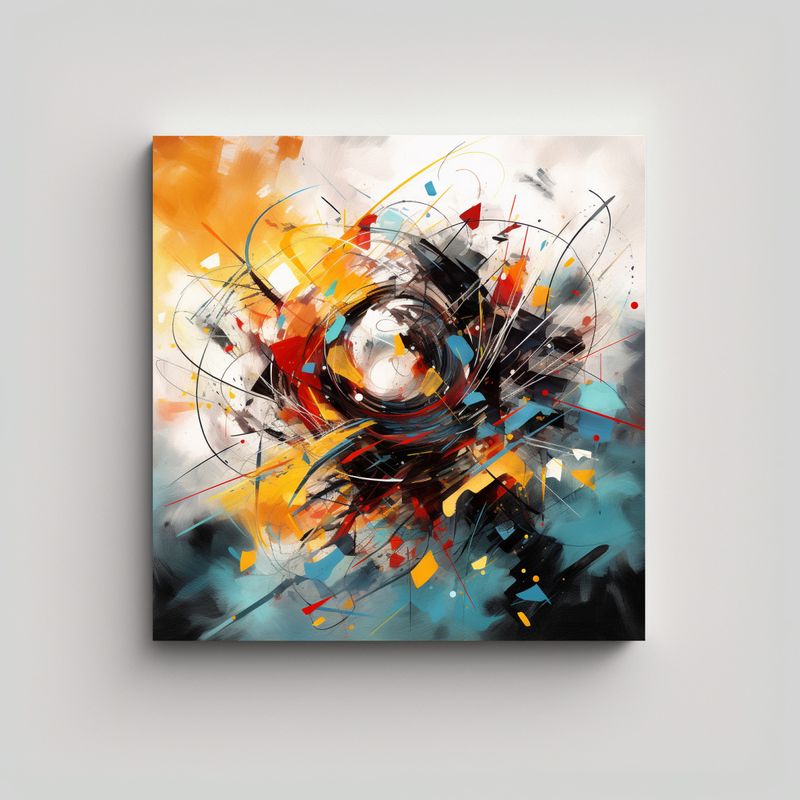 GENERICO - Cuadro Abstracto De Lienzo Con Equilibrio Entre 90x90 Cm
