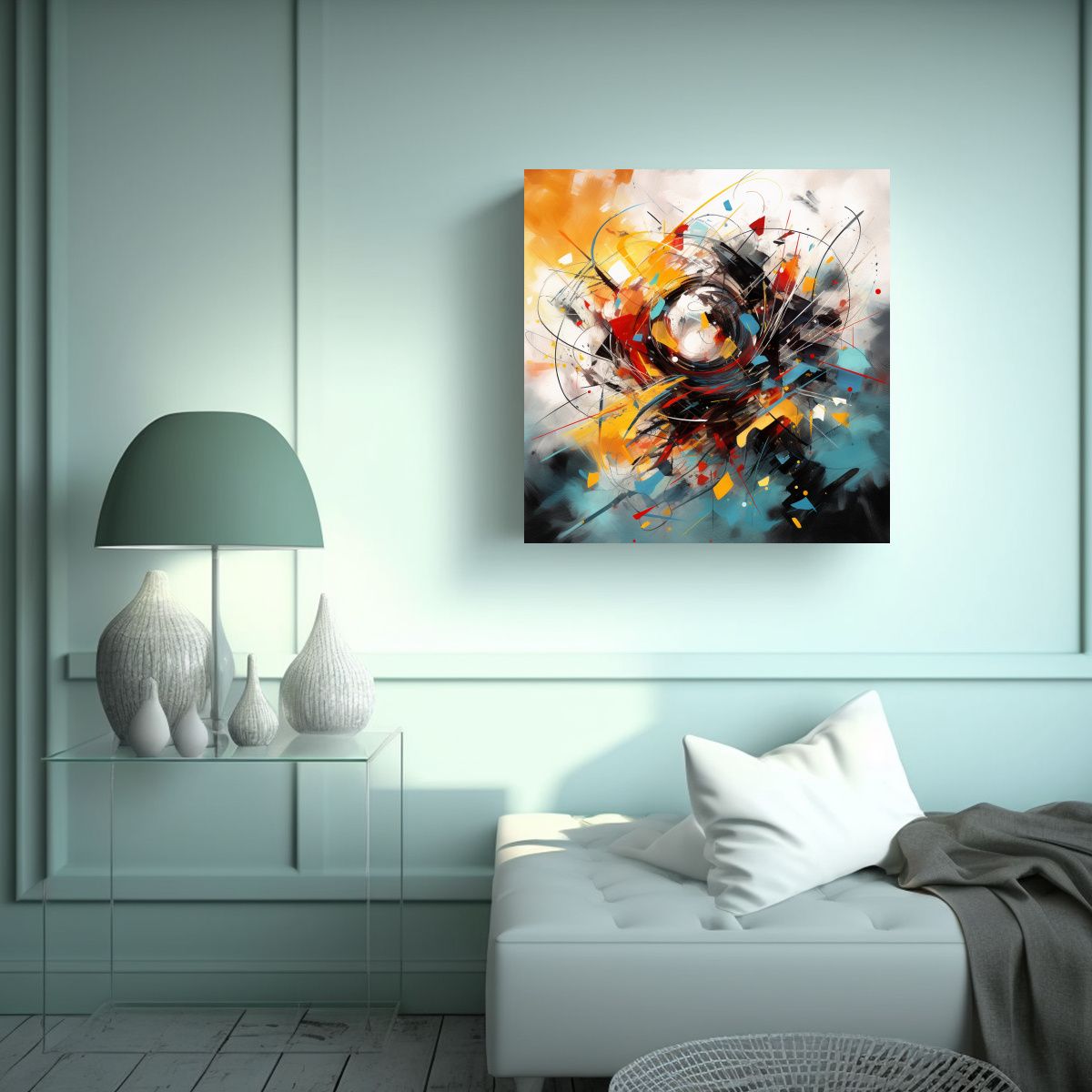 GENERICO - Cuadro Abstracto De Lienzo Con Equilibrio Entre 50x50 Cm