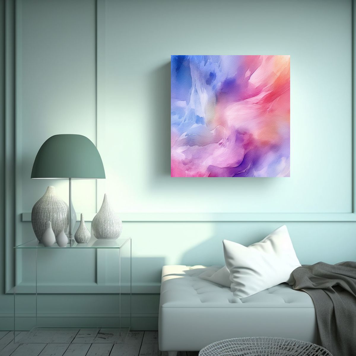 GENERICO - Pintura Acuarela Composición Adorno Suave De 80x80 Cm