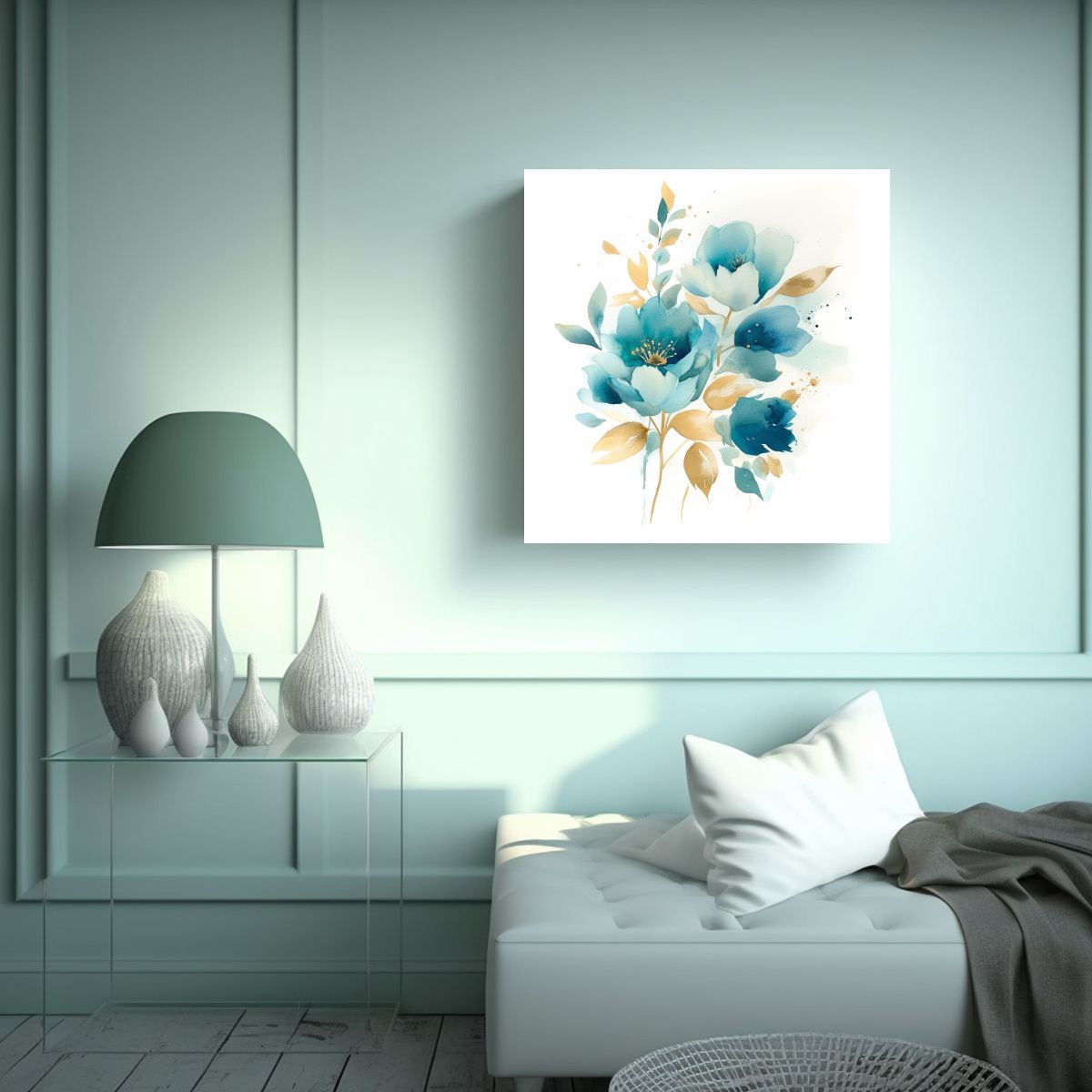 GENERICO - Cuadro De Fantasía Con Flores Acuarela De 90x90 Cm
