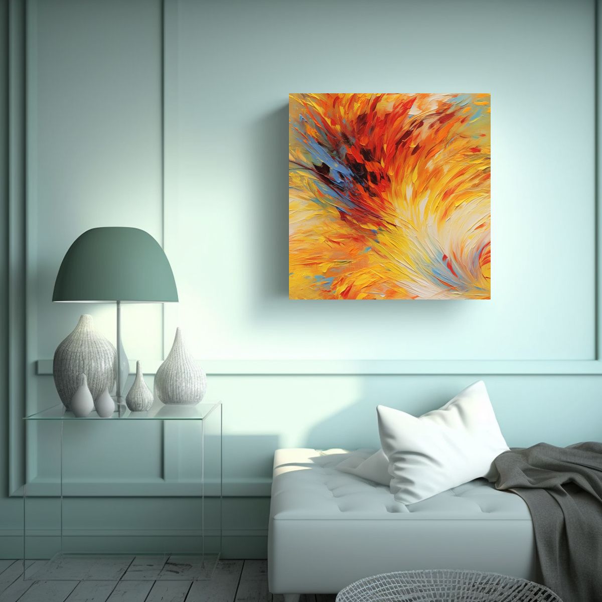 GENERICO - Pintura Abstracta En Colores Vibrantes: Tela En 70x70 Cm