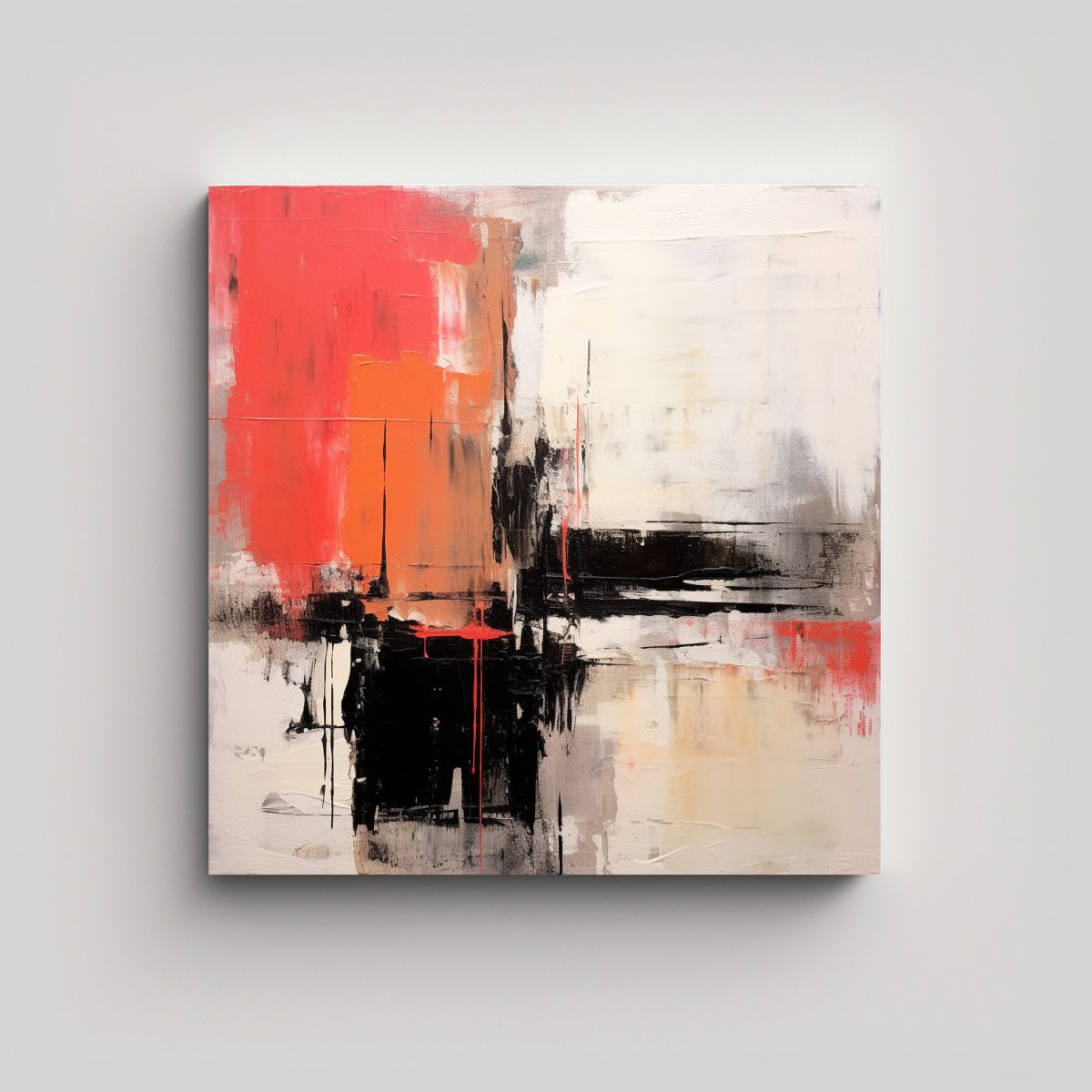 GENERICO - Cuadro Vintage Abstracto Vida, Pintura Acrílica 90x90 Cm