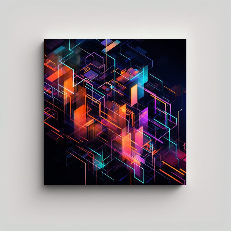 GENERICO - Cuadro Abstracto Dinámico De Lienzo Con Diseño 70x70 Cm