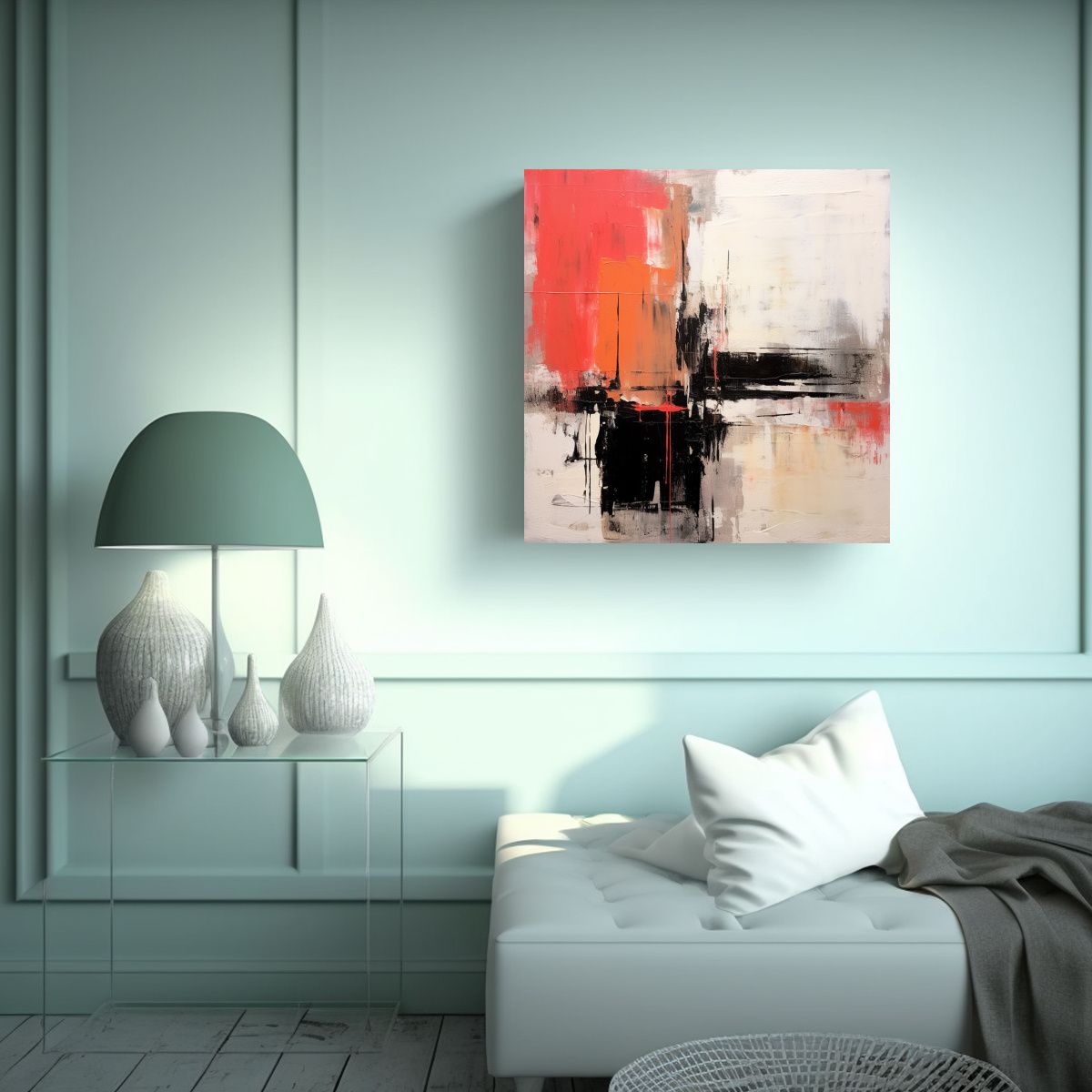 GENERICO - Cuadro Vintage Abstracto Vida, Pintura Acrílica 70x70 Cm