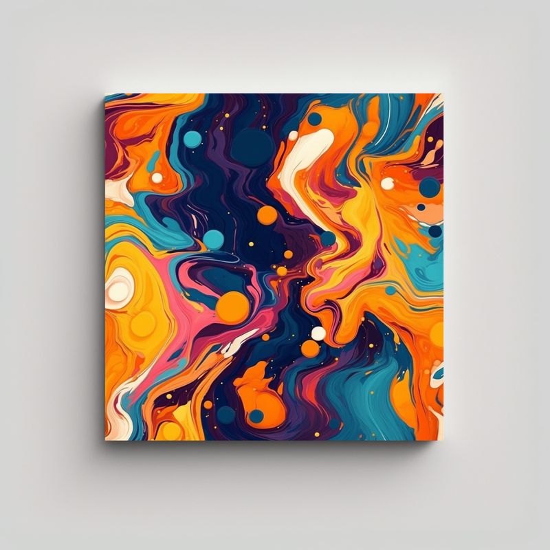 GENERICO - Pintura Acuarela Exuberante Y Abstracta En 90x90 Cm