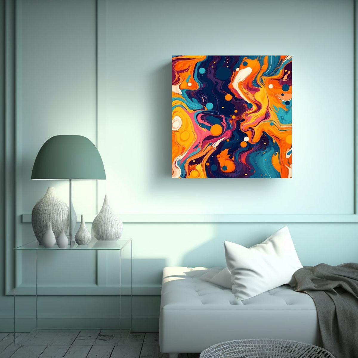 GENERICO - Pintura Acuarela Exuberante Y Abstracta En 70x70 Cm