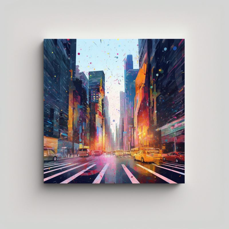 GENERICO - Pintura Lienzo Forma Colorida De Paisaje Urbano 50x50 Cm
