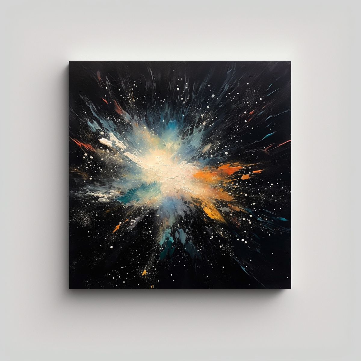 GENERICO - Pintura Decorativa En Negro Con Trazos Blancos En 80x80 Cm