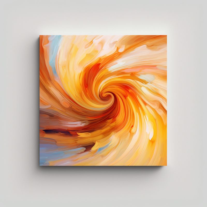 GENERICO - Cuadro Abstracto Giratorio Colorido Con Naranja Y 90x90 Cm