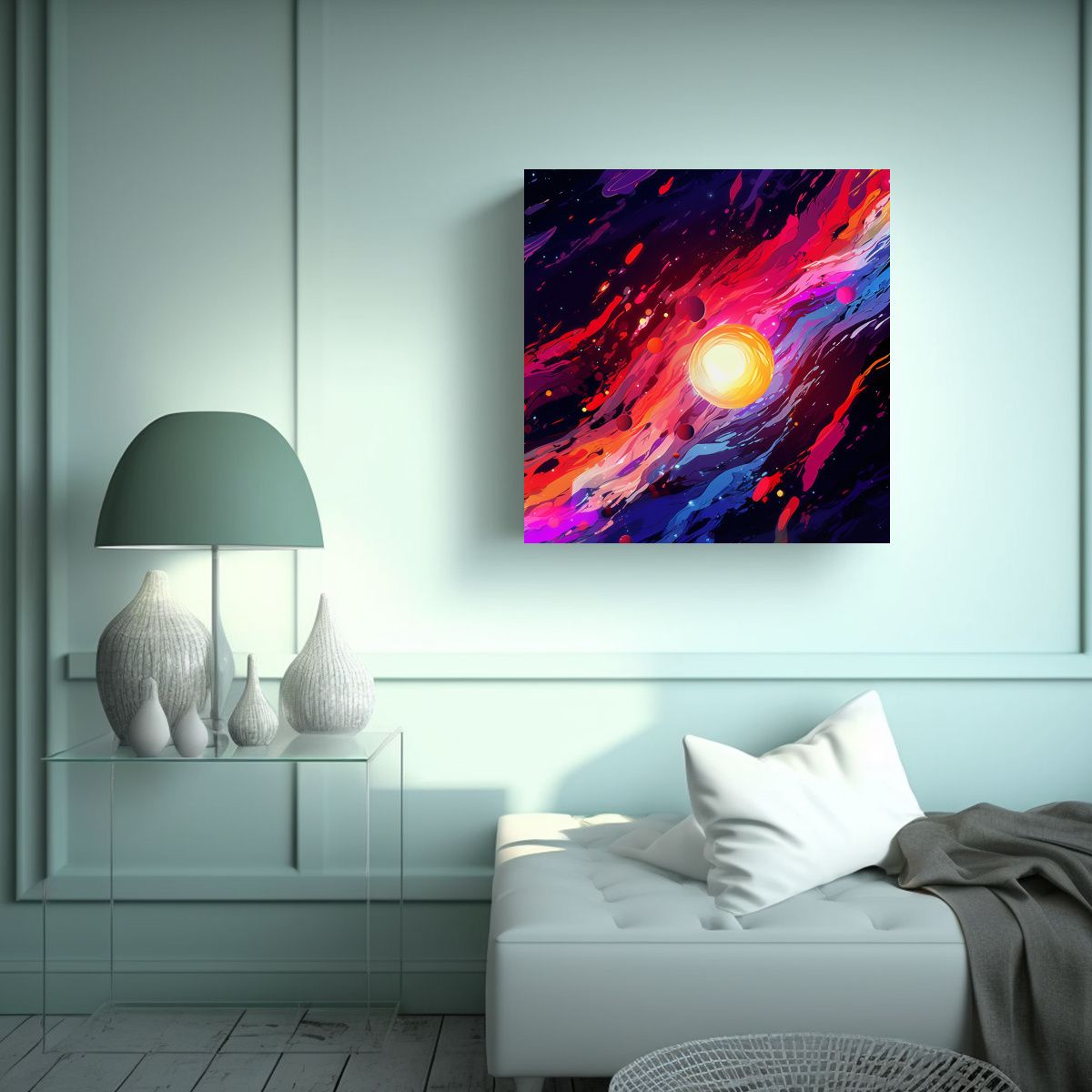 GENERICO - Cuadro Tela Colores Pop Art Galaxias Brillantes 70x70 Cm