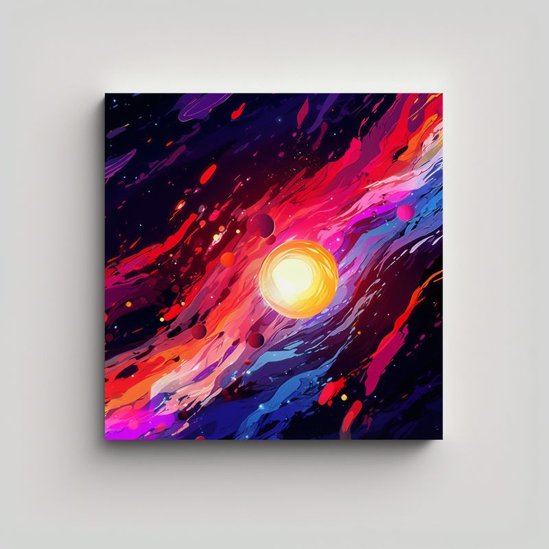 GENERICO - Cuadro Tela Colores Pop Art Galaxias Brillantes 60x60 Cm