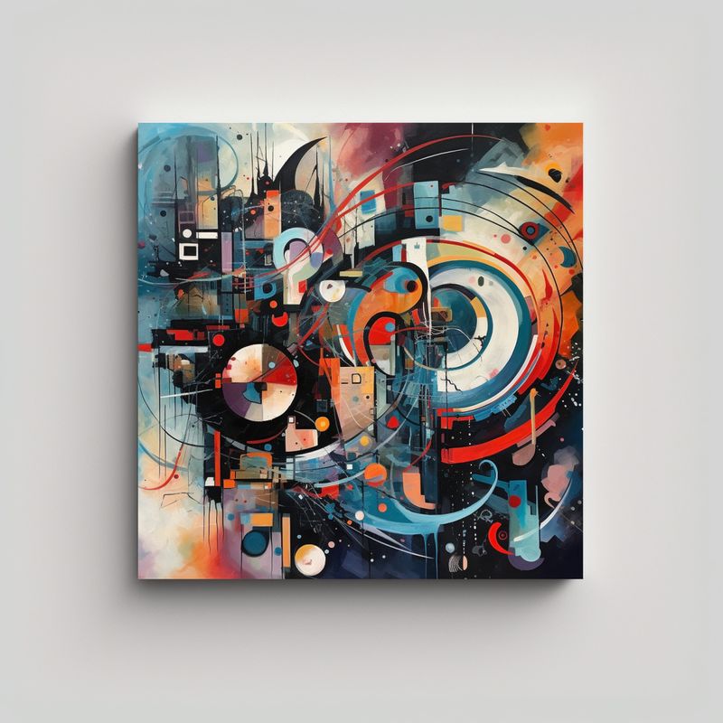 GENERICO - Pintura Abstracta Lienzo Cálidos A Todo Color 50x50 Cm