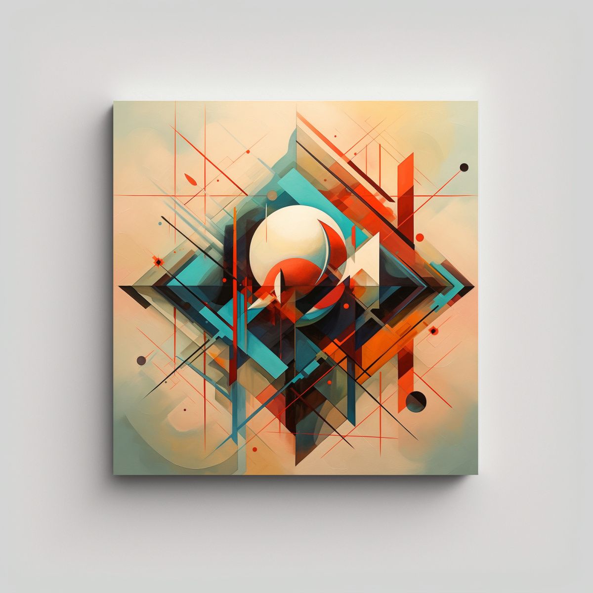 GENERICO - Cuadro Decorativo De Arte Abstracto Geométrico 70x70 Cm