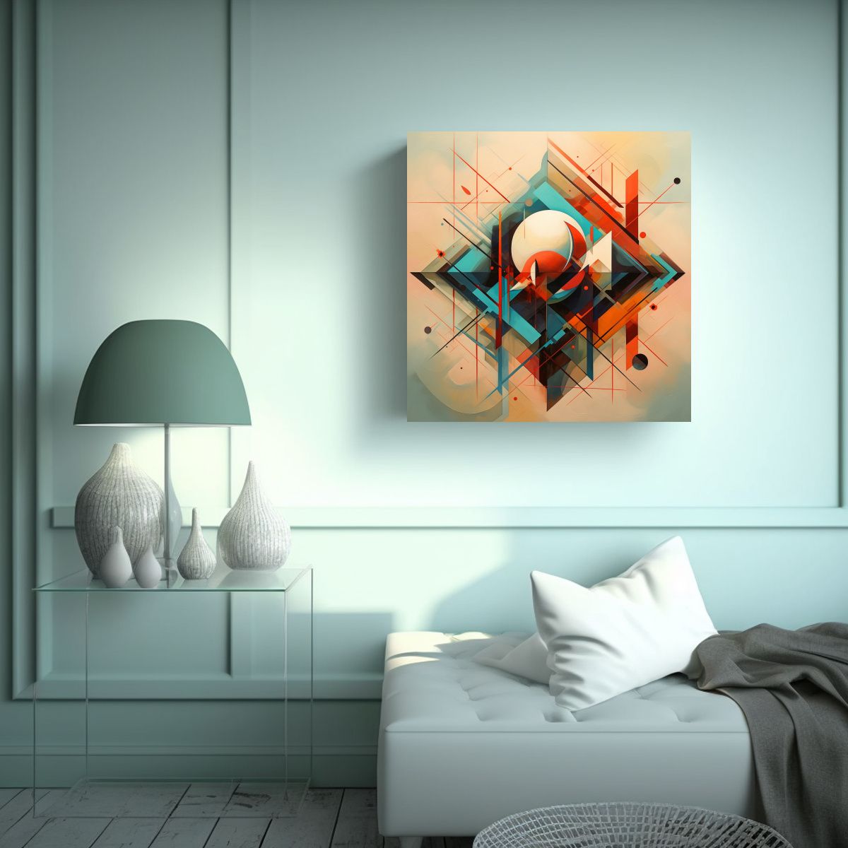 GENERICO - Cuadro Decorativo De Arte Abstracto Geométrico 70x70 Cm