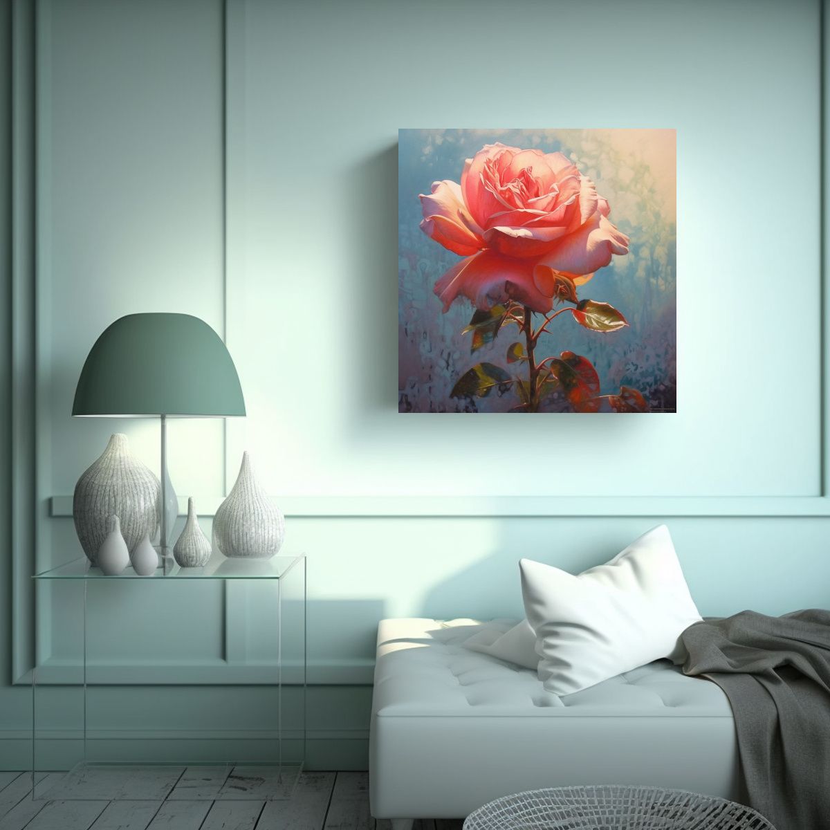 GENERICO - Cuadro Decorativo Movimiento Vida Rosa Arte Pared 50x50 Cm