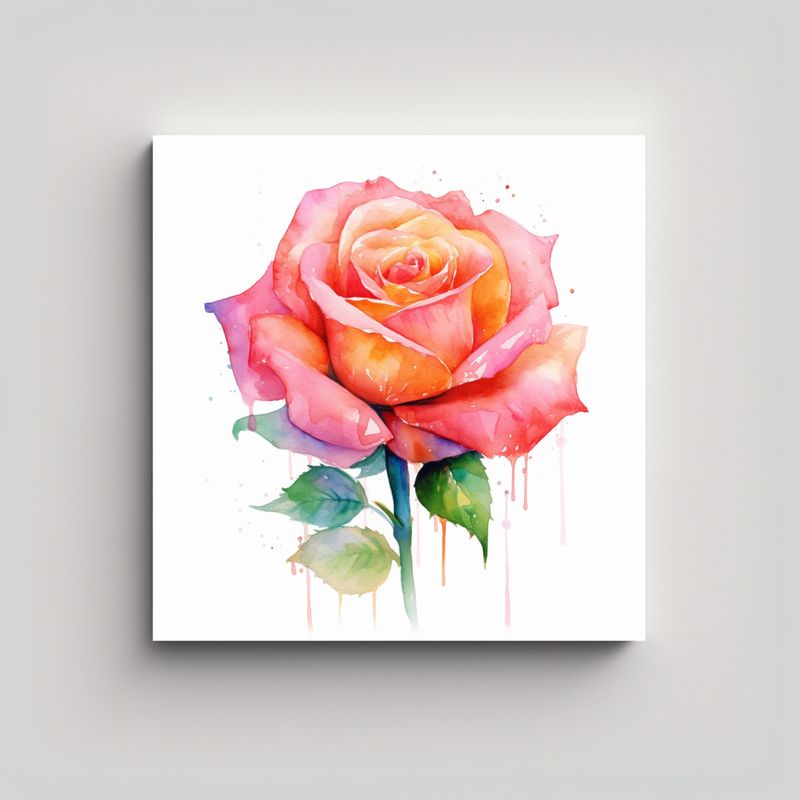 GENERICO - Canva Tonos Para Sala Rosa Acuarela Fondo Blanco 70x70 Cm