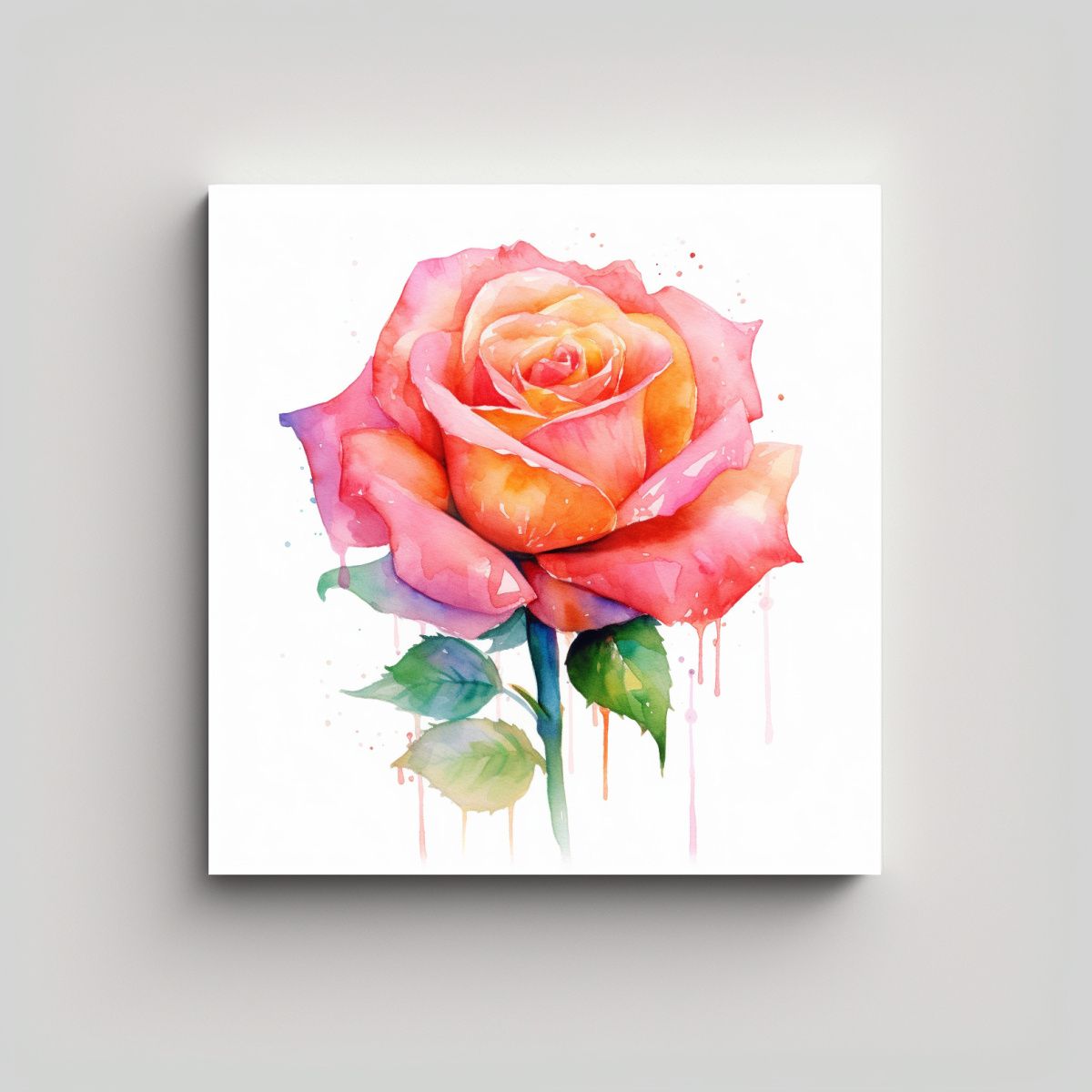 GENERICO - Canva Tonos Para Sala Rosa Acuarela Fondo Blanco 60x60 Cm