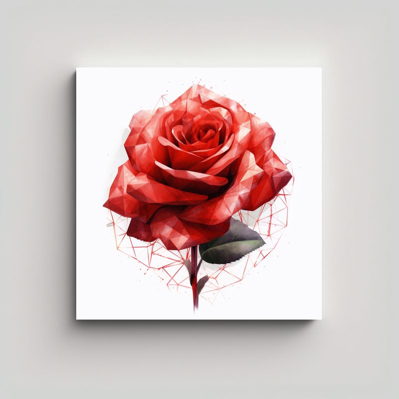 GENERICO - Imagen Artística Rosa Roja Fondo Blanco Tela En 60x60 Cm