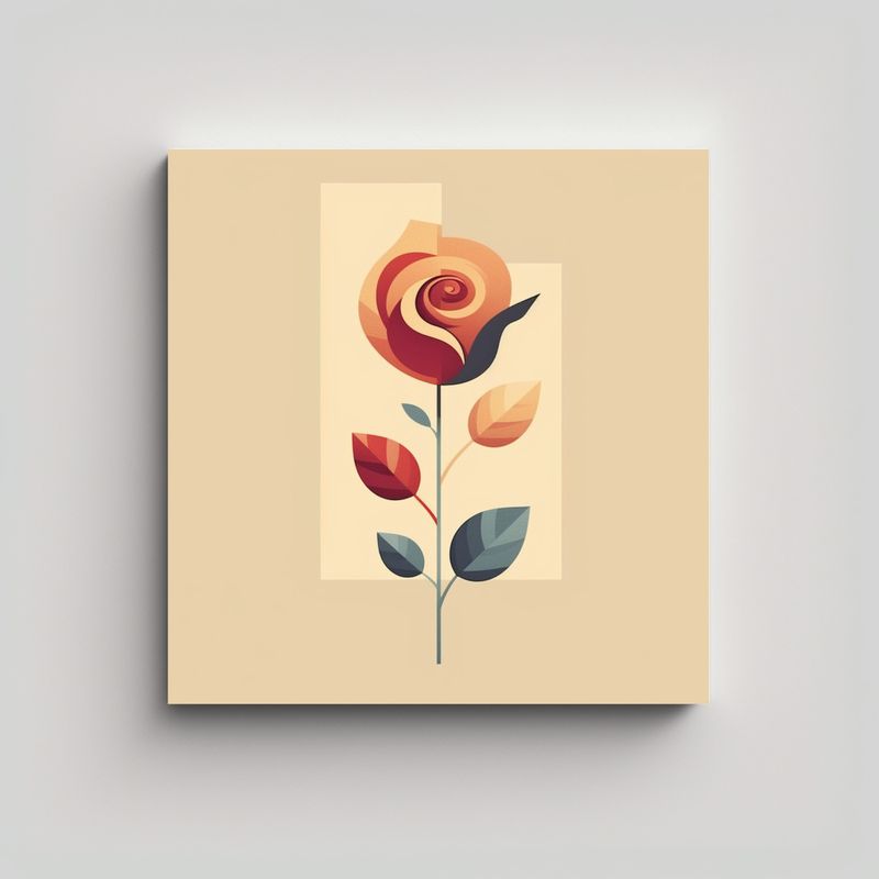 GENERICO - Romántico Lienzo De Rosas Y Hojas En Fondo Beige 70x70 Cm