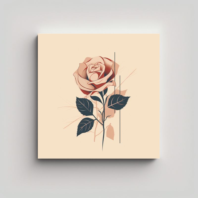 GENERICO - Cuadro Mágico Elfiky Decorativo Con Rosa Y Hojas 60x60 Cm