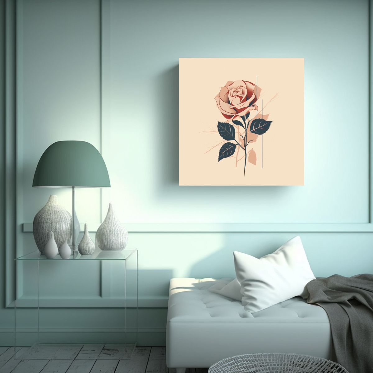 GENERICO - Cuadro Mágico Elfiky Decorativo Con Rosa Y Hojas 50x50 Cm