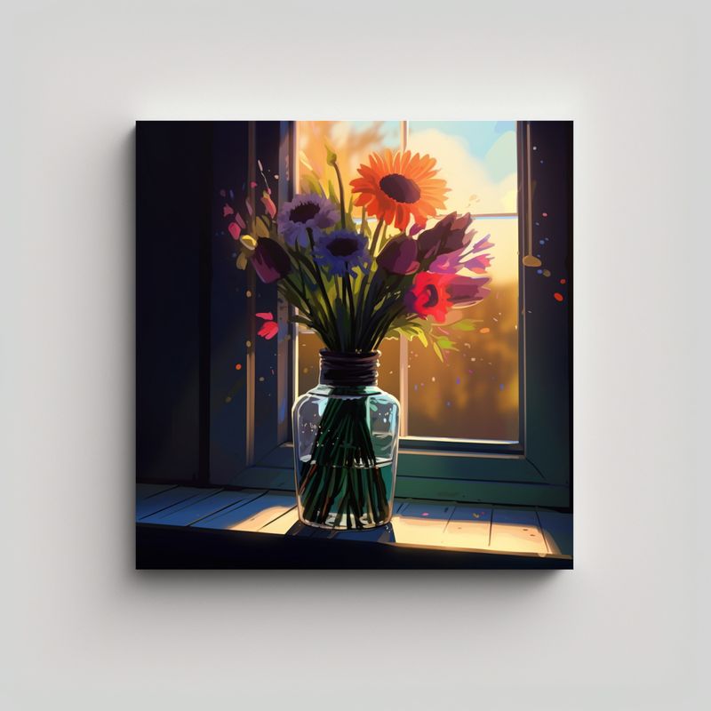GENERICO - Ilustración De Jarrón Con Flores Silvestres En 50x50 Cm