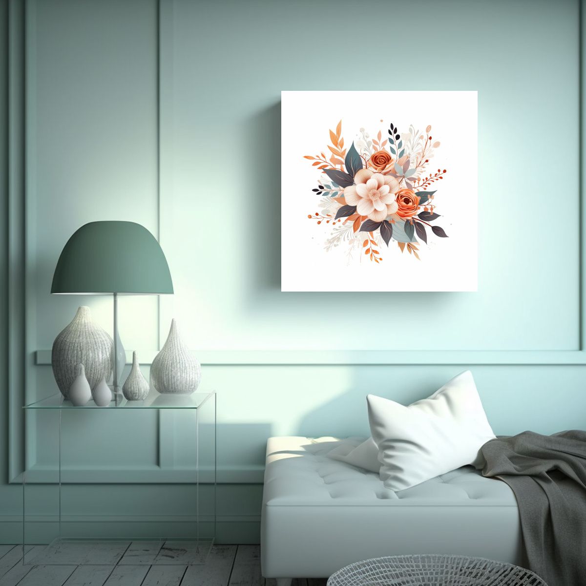 GENERICO - Oficina Estilo Vector Moderno Acuarela Floral 70x70 Cm