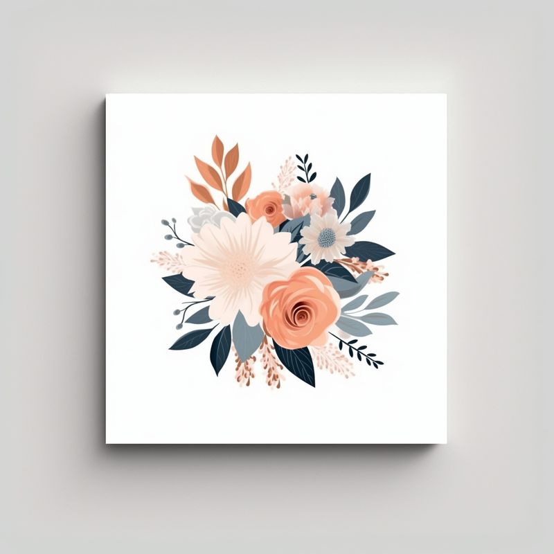 GENERICO - Arte Moderno Pastel Floral Lienzo Vector Estilo 50x50 Cm