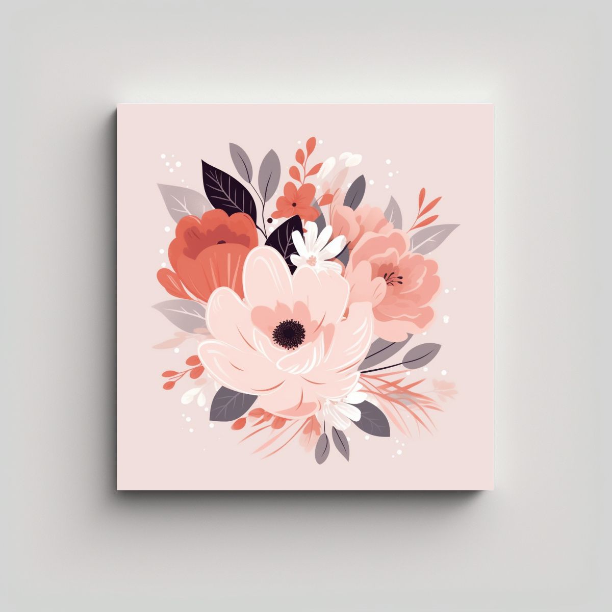 GENERICO - Arte Moderno Floral Vectorial Colores Pastel 50x50 Cm