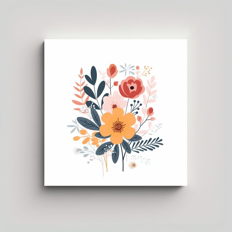 GENERICO - Arte Moderno De Pared, Colores Pastel, Floral 50x50 Cm
