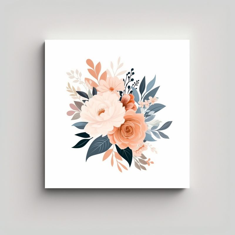 GENERICO - Bastidor De Tela Estilo Vector Moderno Con Flores 60x60 Cm