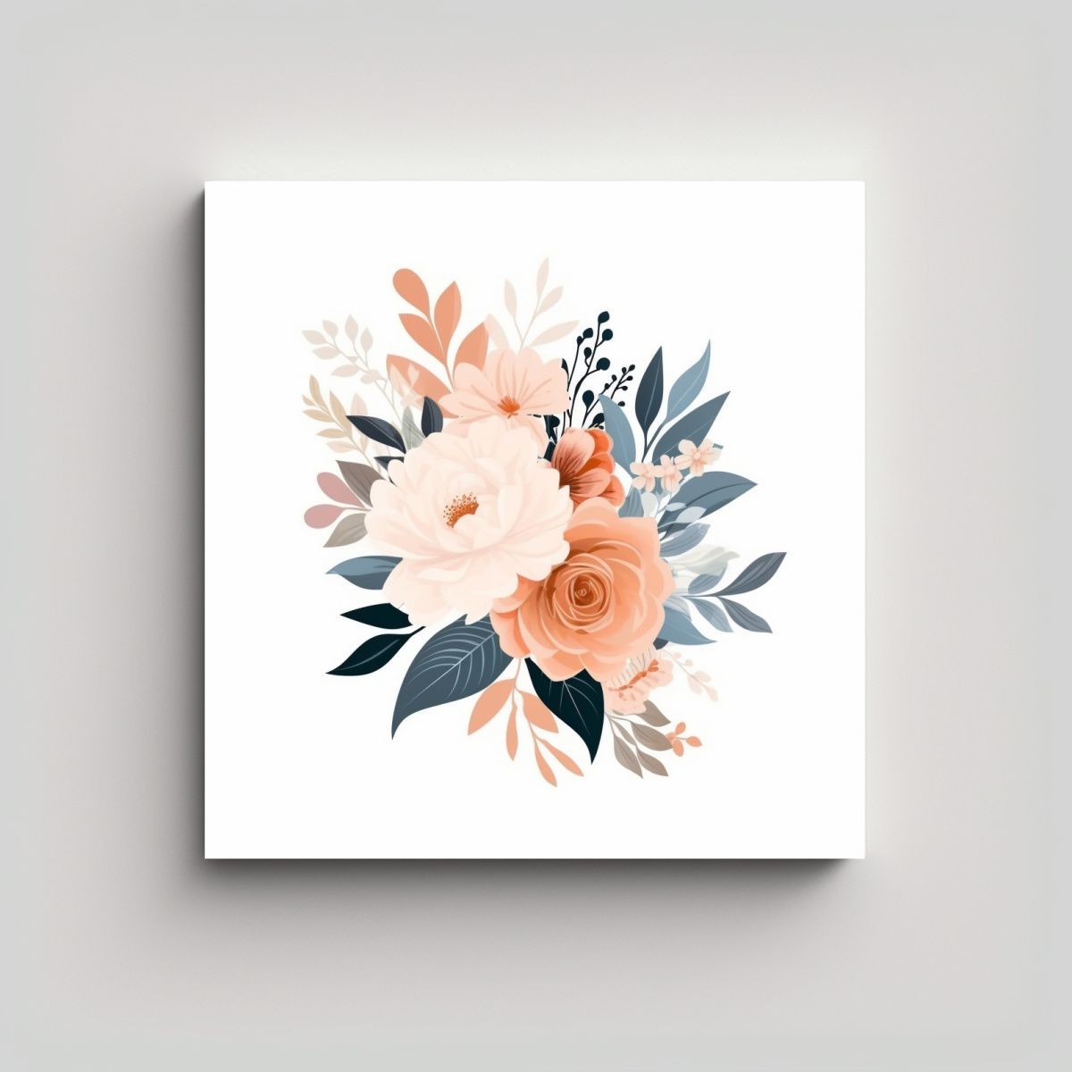 GENERICO - Bastidor De Tela Estilo Vector Moderno Con Flores 50x50 Cm