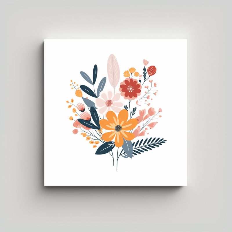 GENERICO - Bastidor De Tela Colores Pastel Flores Modernas 60x60 Cm