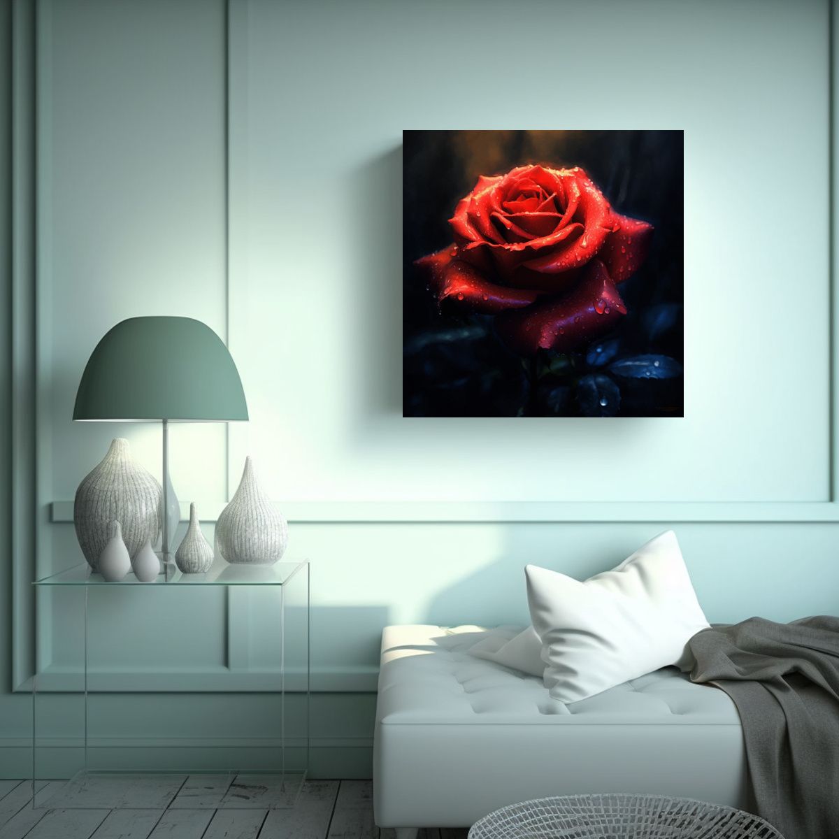 GENERICO - Alta Resolución Luminoso Rosa Roja Arte 50x50 Cm
