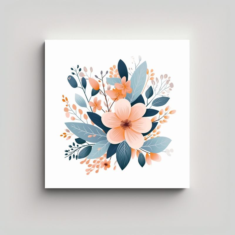 GENERICO - Cuadro Moderno Pastel Floral Vector Estilo Simple 50x50 Cm