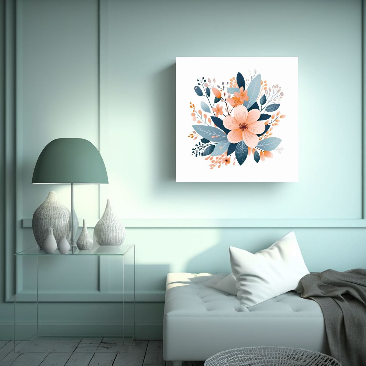 GENERICO - Cuadro Moderno Pastel Floral Vector Estilo Simple 50x50 Cm