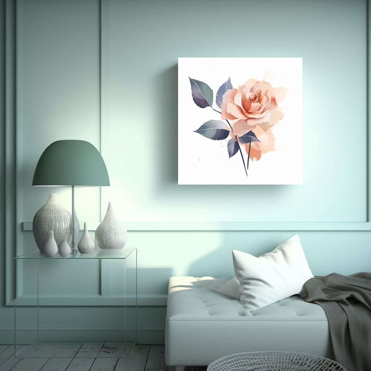 GENERICO - Arte Boda Invitación Rosa Hoja Pastel Efecto 90x90 Cm