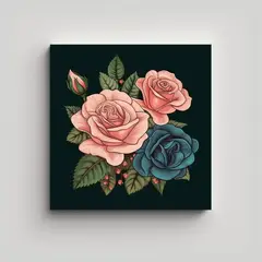 GENERICO - Arte Moderno Rosa Estética Hoja Verde Jardín 80x80 Cm