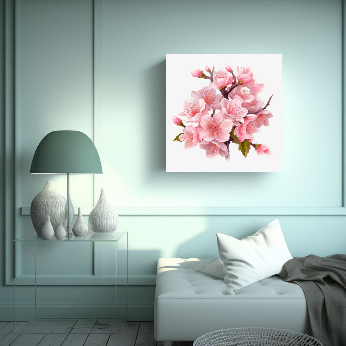 GENERICO - Pintura Decorativa Sakura Japonesa Flores Cerezo 50x50 Cm