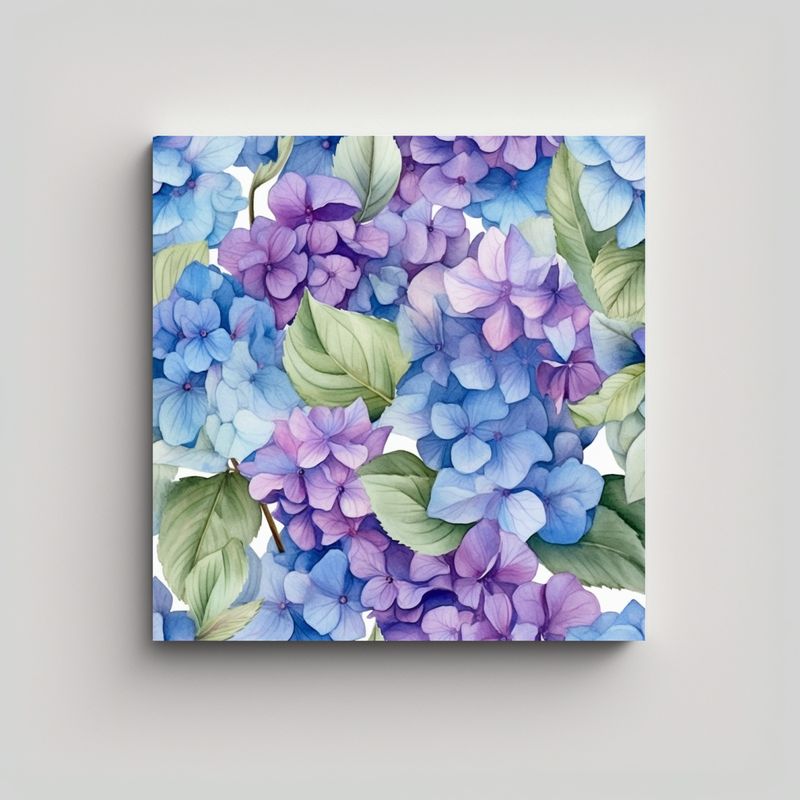 GENERICO - Primavera Brillante Con Hidrangea Acuarela En 70x70 Cm