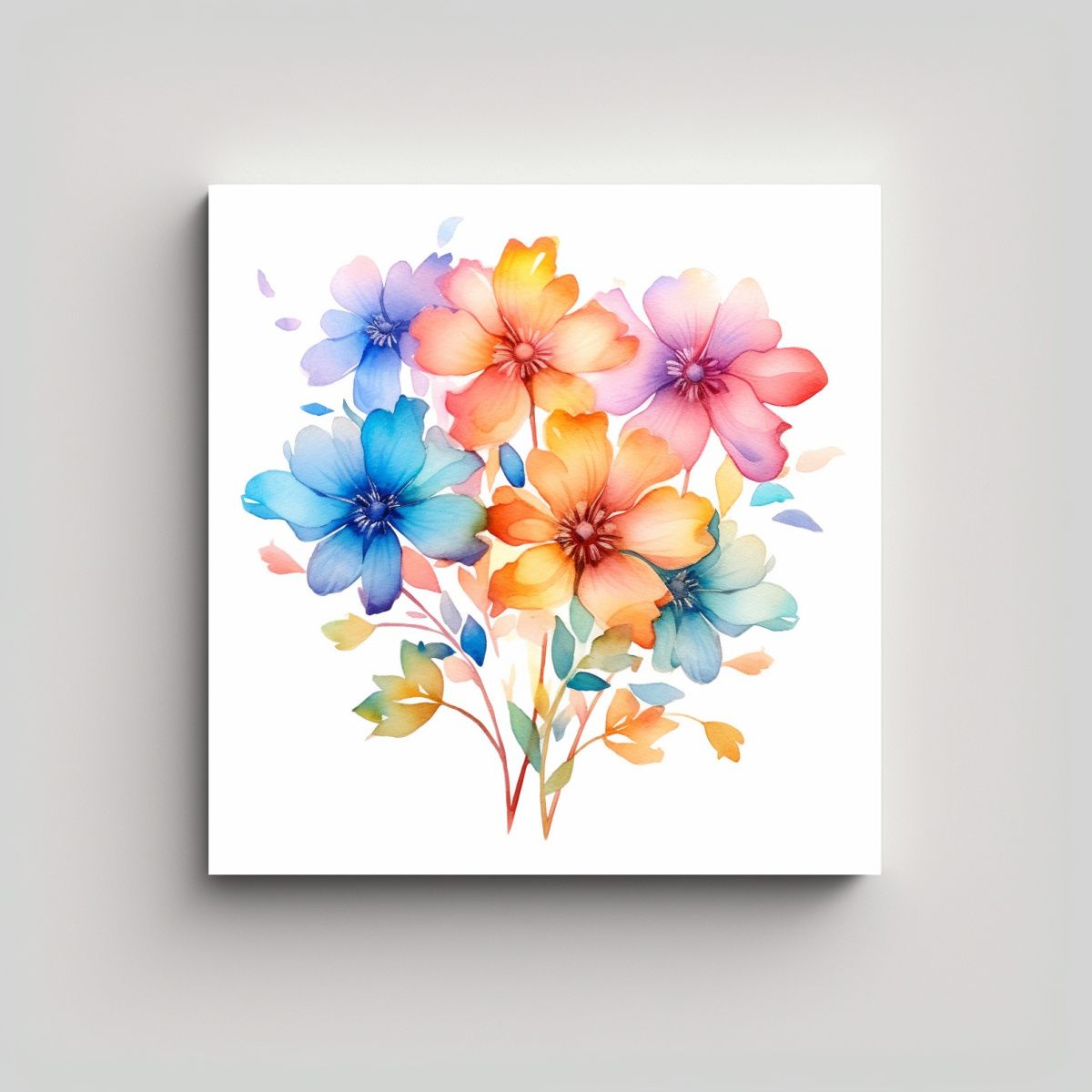 GENERICO - Arte Clásico De Flores Arcoíris Ilustración De 70x70 Cm.