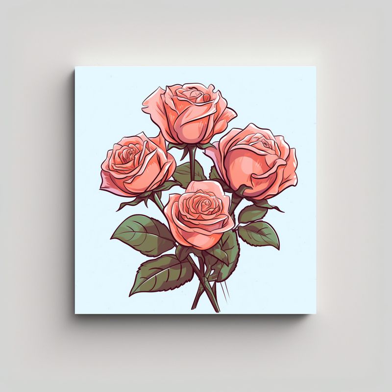 GENERICO - Pintura Decorativa Rosa Rosa Dibujos Animados 90x90 Cm