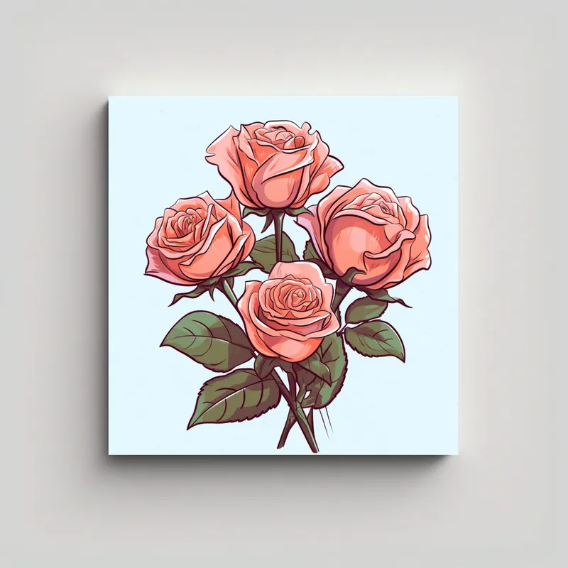GENERICO - Pintura Decorativa Rosa Rosa Dibujos Animados 60x60 Cm