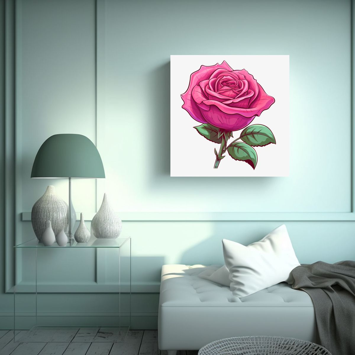 GENERICO - Creativa Rosa De Dibujos Animados Pintura 70x70 Cm