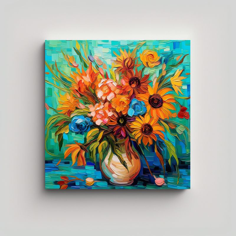 GENERICO - Alta Calidad Elegancia Tacos Flores Coloridas 90x90 Cm