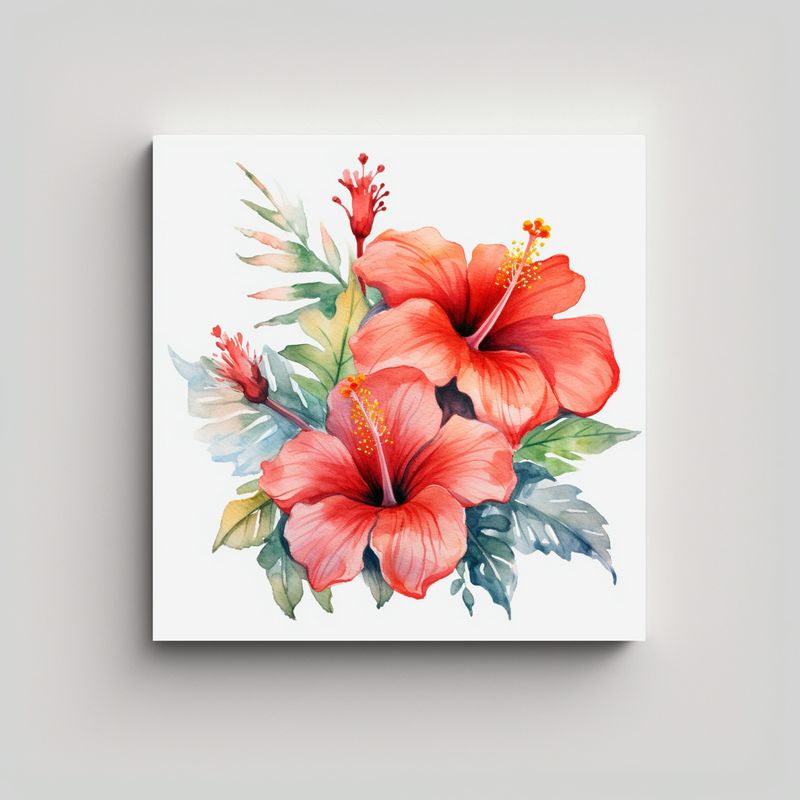 GENERICO - Cuadro Simétrico Tela Sublimada Flores De 90x90 Cm