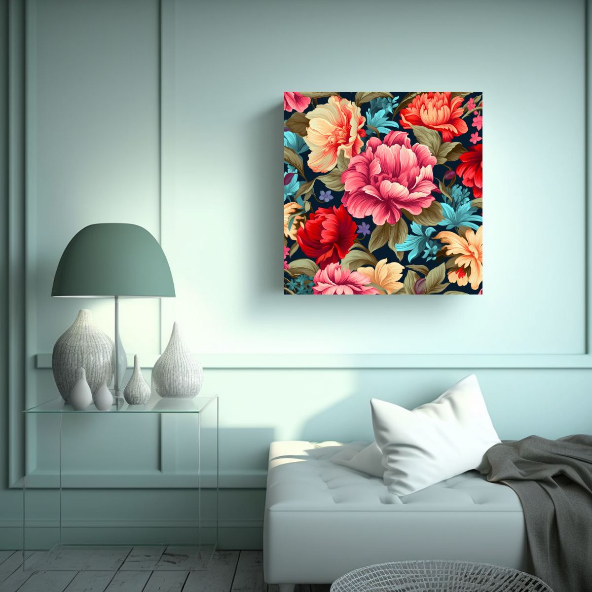 GENERICO - Arte Floral Elegante Para Decoración De Pared 50x50 Cm