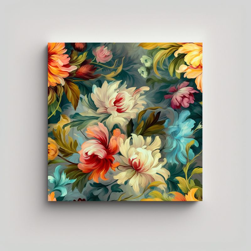 GENERICO - Exclusiva Pintura En Óleo Floral Tela Bastidor 70x70 Cm