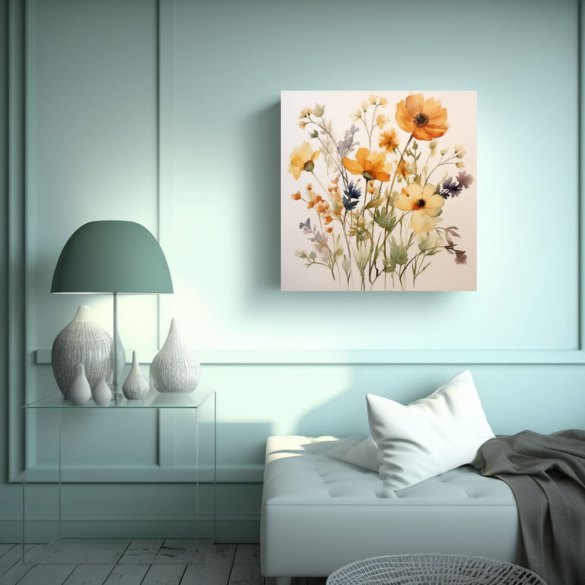 GENERICO - Patrones Sutiles Flores Fracturadas Cuadro Imagen 90x90 Cm